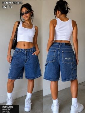 Mecca Jeans Co Carpenter Denim Shorts Y2K Baggy Blue Jean Shorts